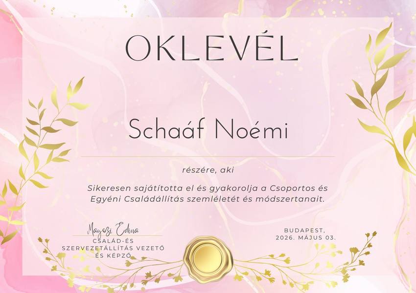 Családállító oklevél